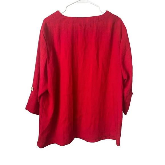 Size 18/20 Penny Plain Red‎ Blouse W/ Pockets - Picture 5 of 6